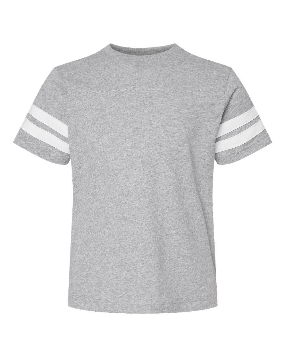 Youth Football Fine Jersey Tee - Front - B54038582 - Vintage Heather/ White