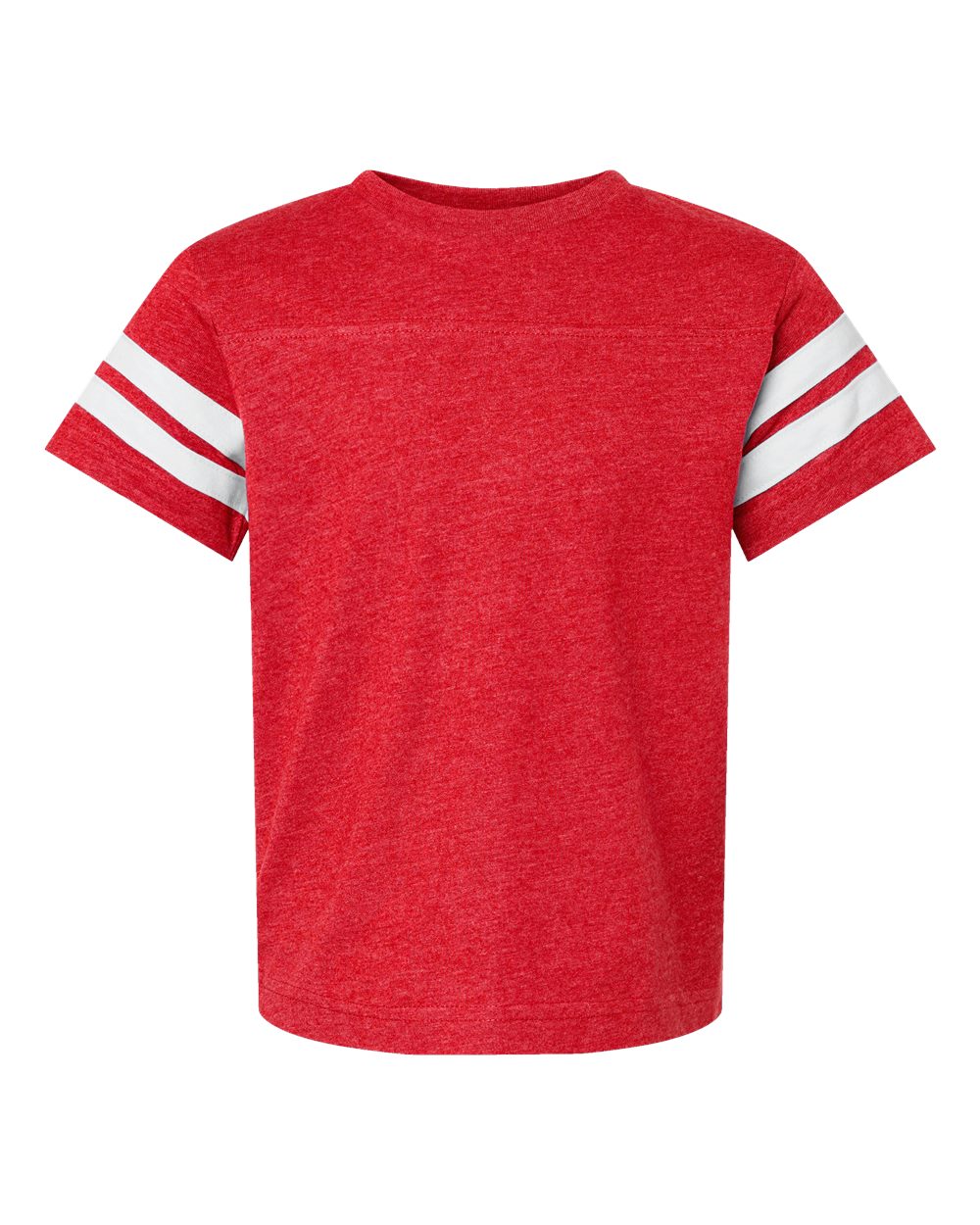 Youth Football Fine Jersey Tee - Front - B54038702 - Vintage Red/ White