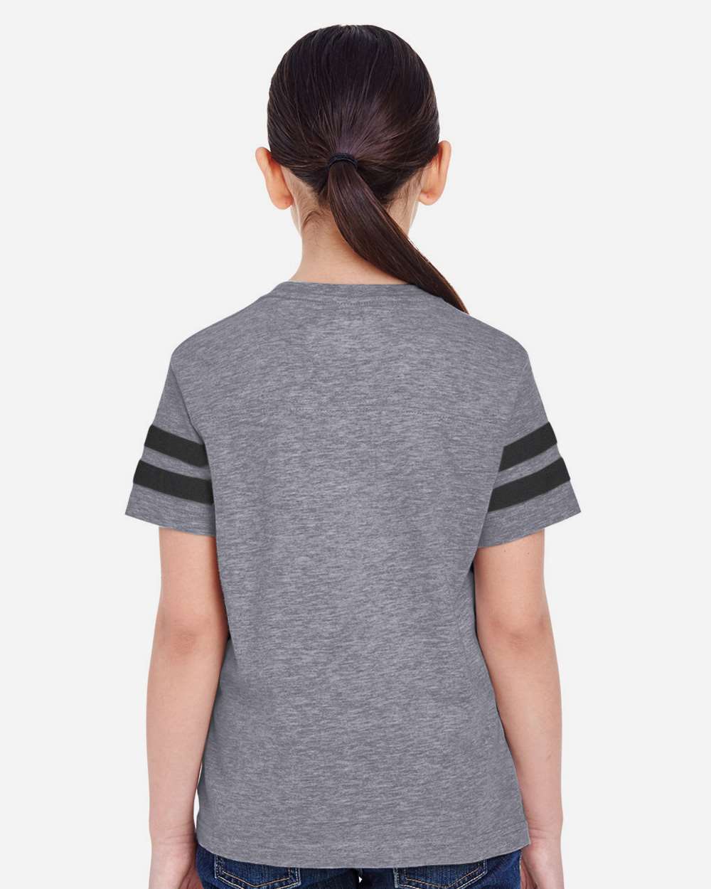 Youth Football Fine Jersey Tee - OnModelBack - B54038122 - Granite Heather/ Vintage Smoke