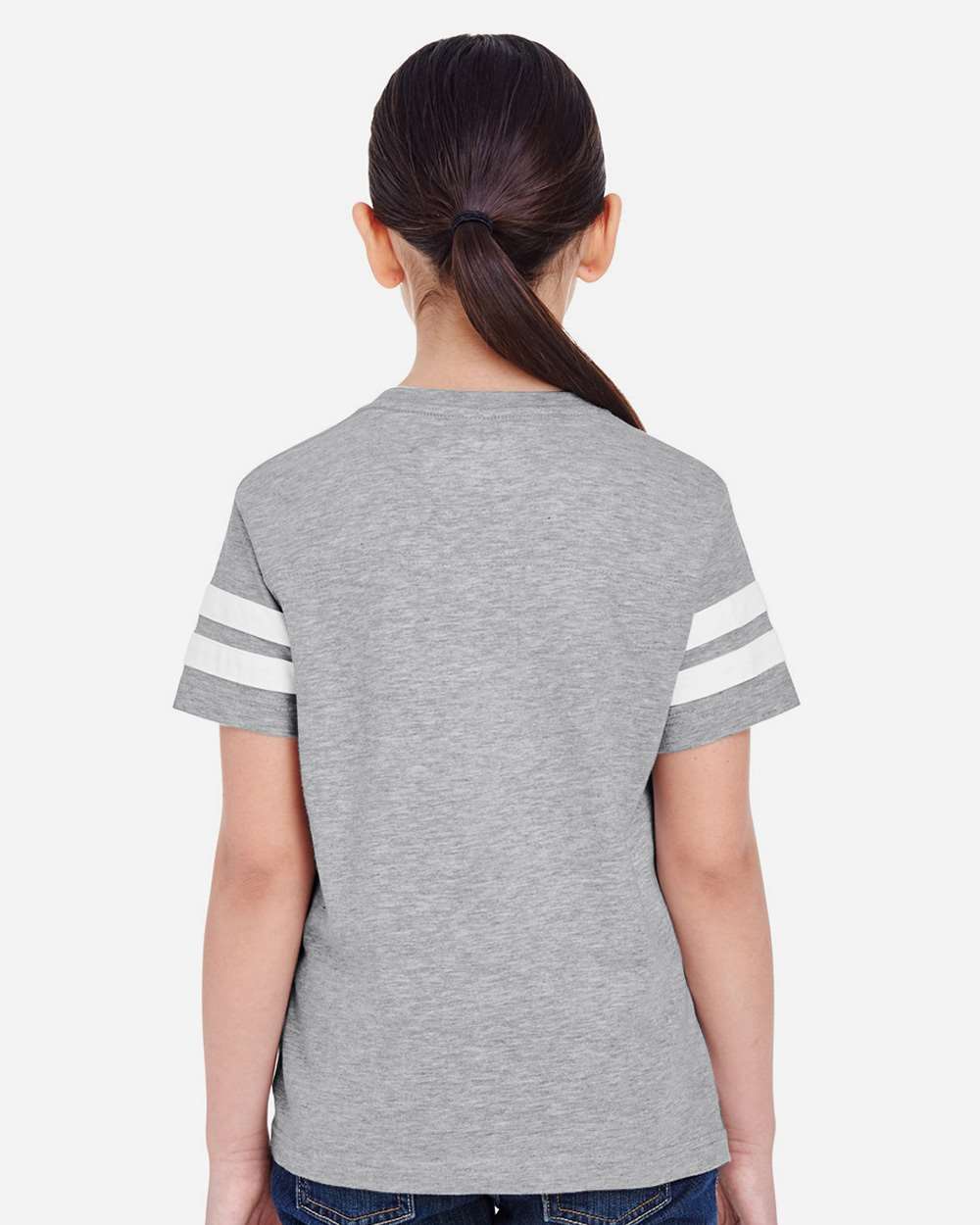 Youth Football Fine Jersey Tee - OnModelBack - B54038582 - Vintage Heather/ White
