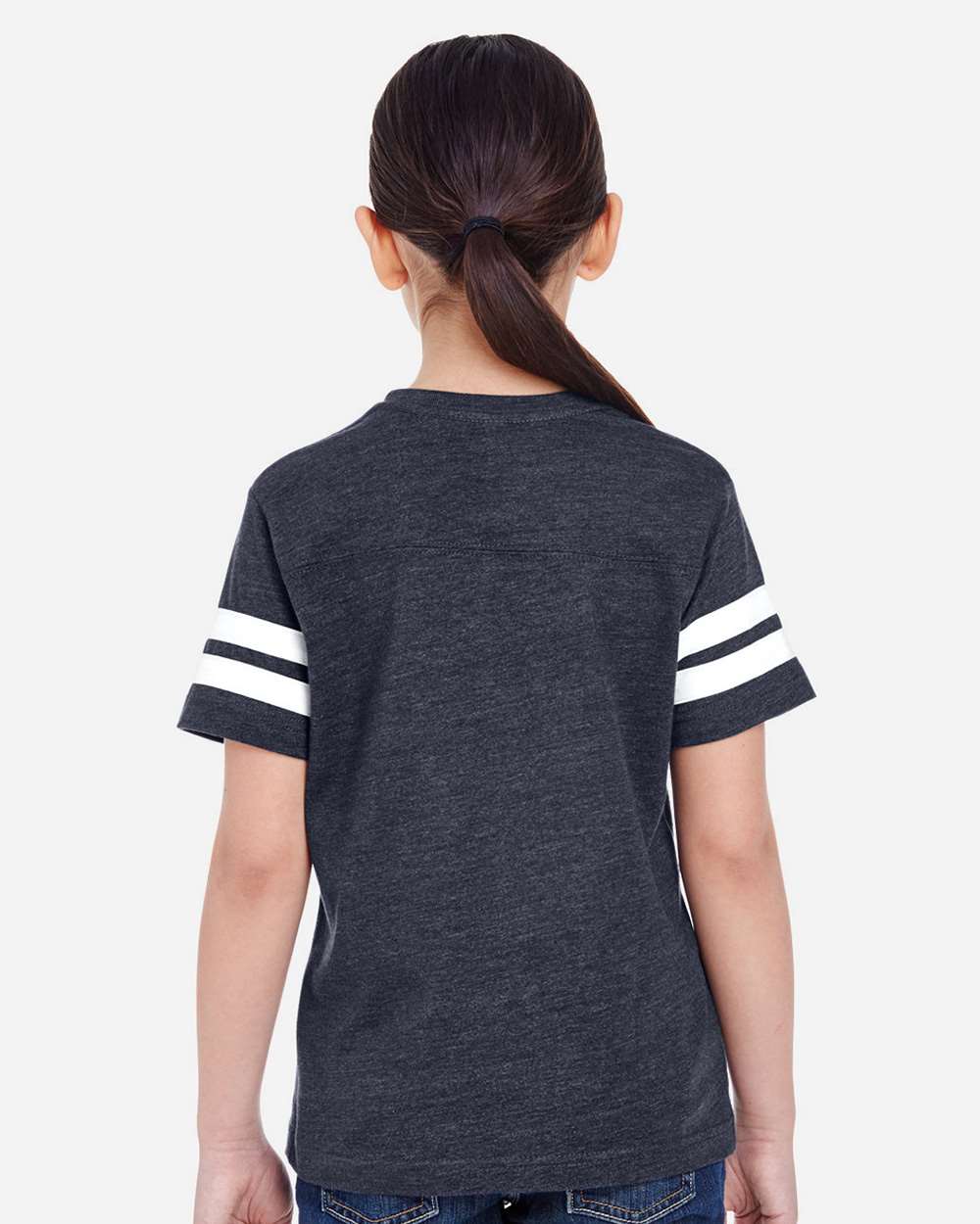 Youth Football Fine Jersey Tee - OnModelBack - B54038655 - Vintage Navy/ White