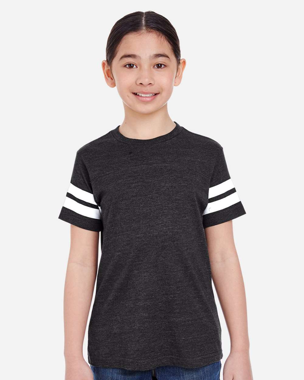Youth Football Fine Jersey Tee - OnModelFront - B54038512 - Vintage Smoke/ White