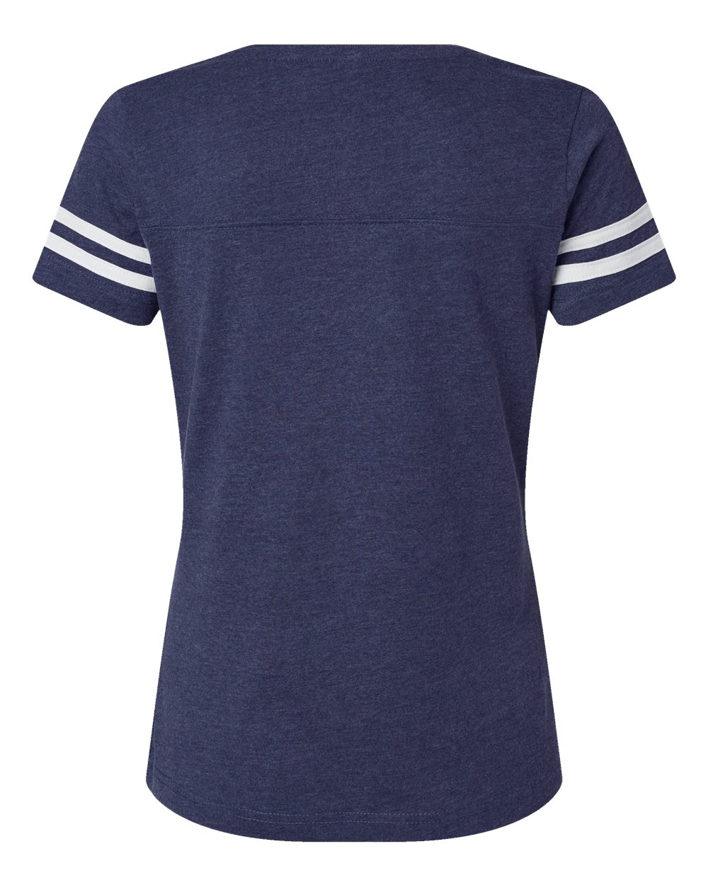 Women's Football V-Neck Fine Jersey Tee - Back - B54738643 - Vintage True Navy/ Blended White