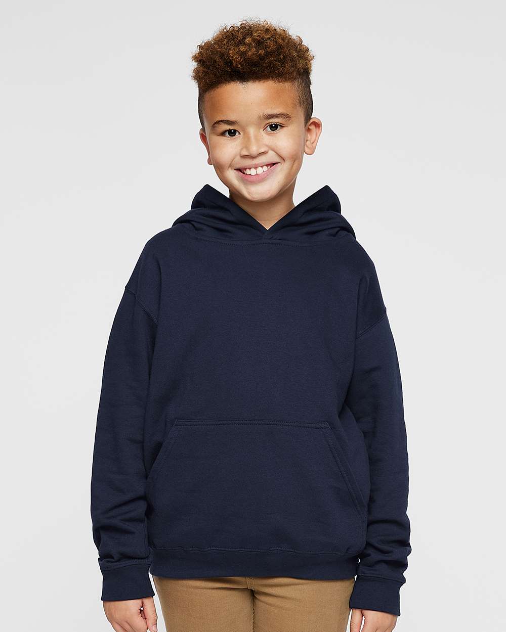 Youth Fleece Hoodie Sweatshirt - OnModelFront - B39038652 - Navy
