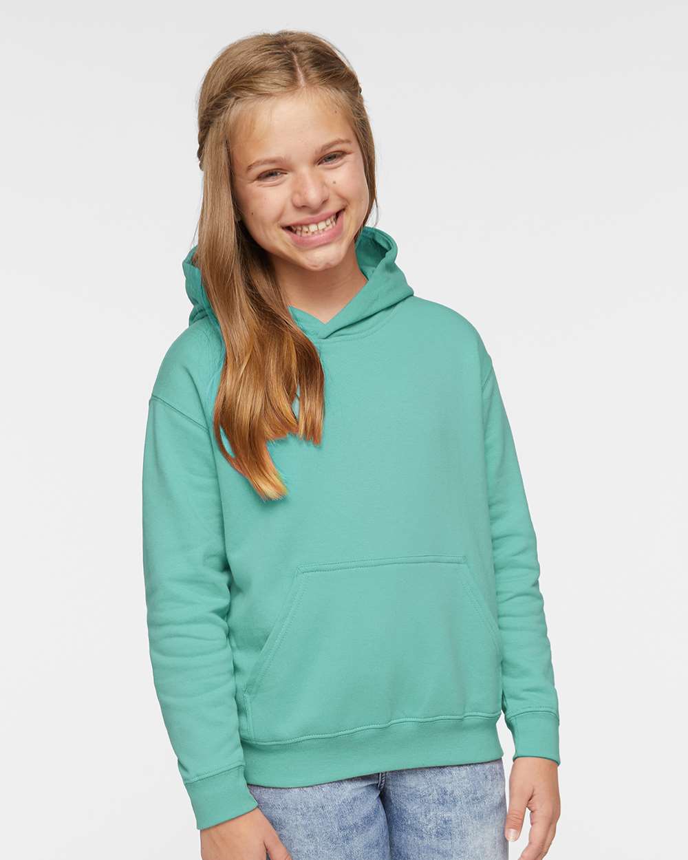Youth Fleece Hoodie Sweatshirt - OnModelFront - B39038972 - Saltwater
