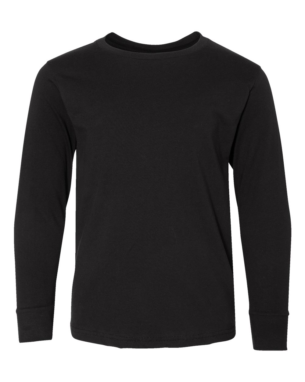 Youth Fine Jersey Long Sleeve Tee - Front - B31438502 - Black