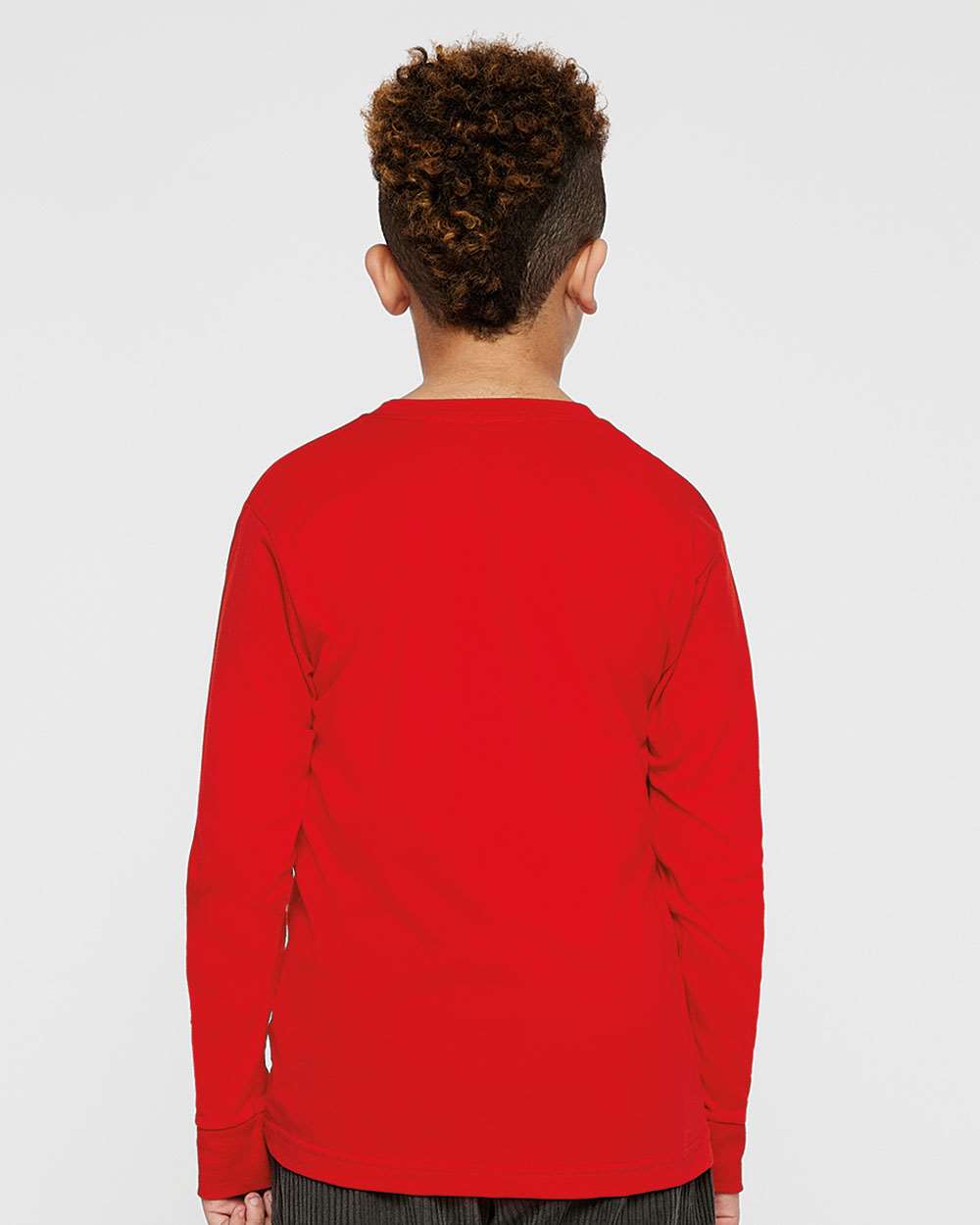 Youth Fine Jersey Long Sleeve Tee - OnModelBack - B31438702 - Red