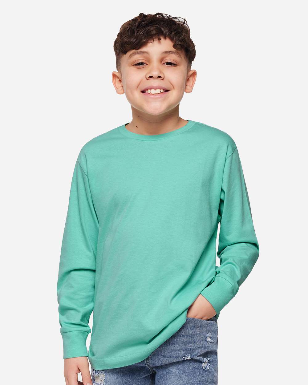 Youth Fine Jersey Long Sleeve Tee - OnModelFront - B31438172 - Saltwater
