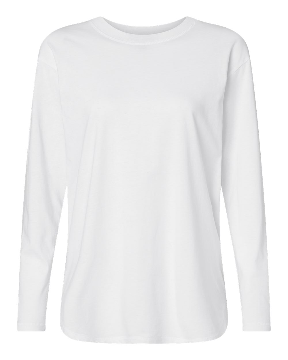 Women's Fine Jersey Long Sleeve Tee - Front - B93638082 - White