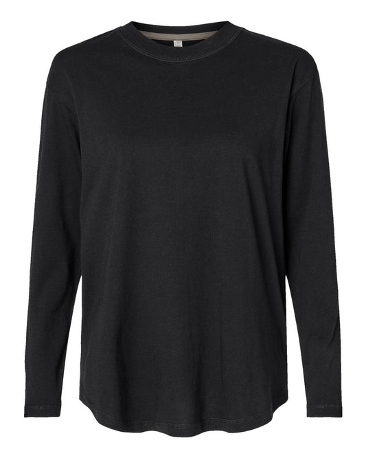 Women's Fine Jersey Long Sleeve Tee - Front - B93638502 - Black