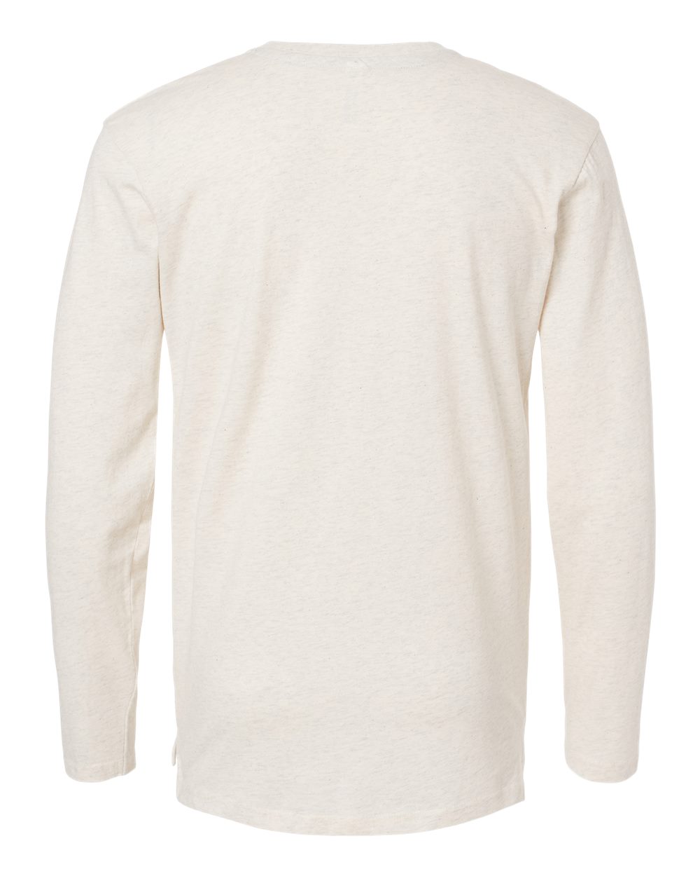 Men's Fine Jersey Long Sleeve Tee - Back - B96338243 - Natural Heather