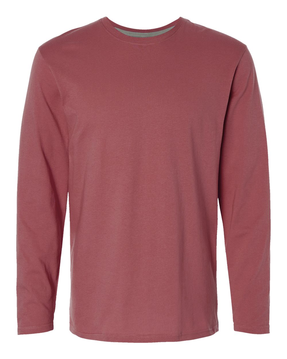Men's Fine Jersey Long Sleeve Tee - Front - B96338543 - Rouge