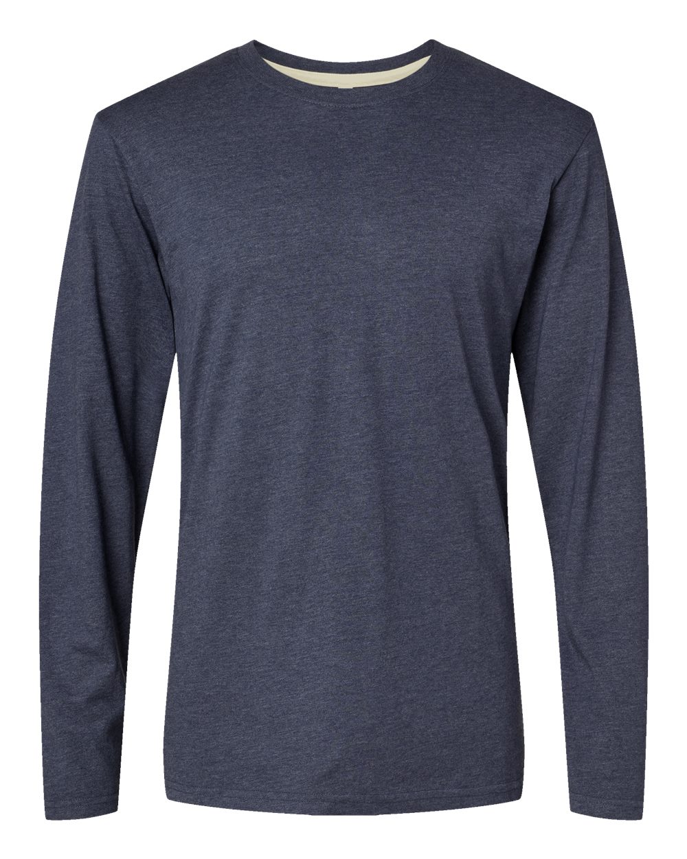 Men's Fine Jersey Long Sleeve Tee - Front - B96338643 - Vintage Denim