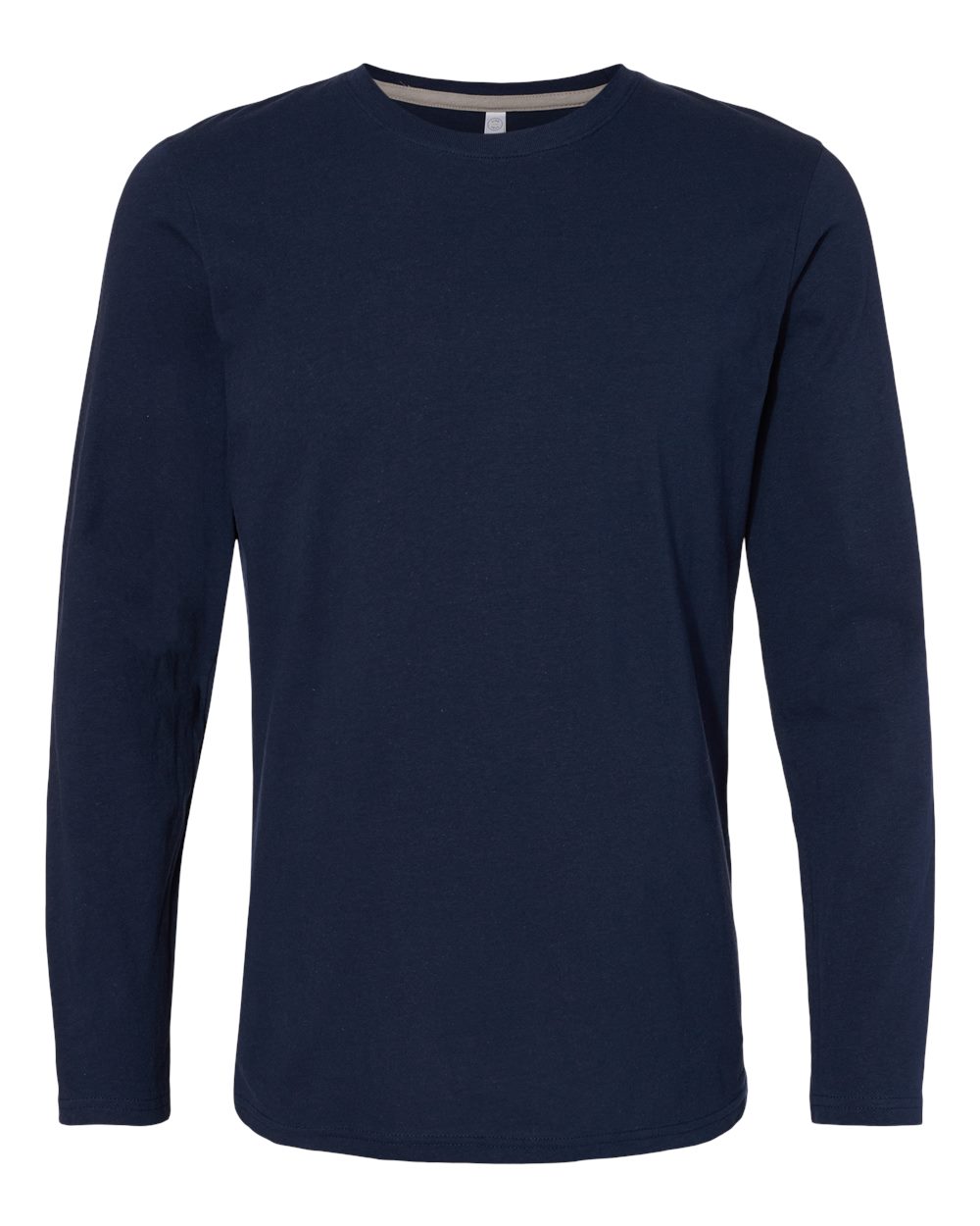 Men's Fine Jersey Long Sleeve Tee - Front - B96338653 - Navy