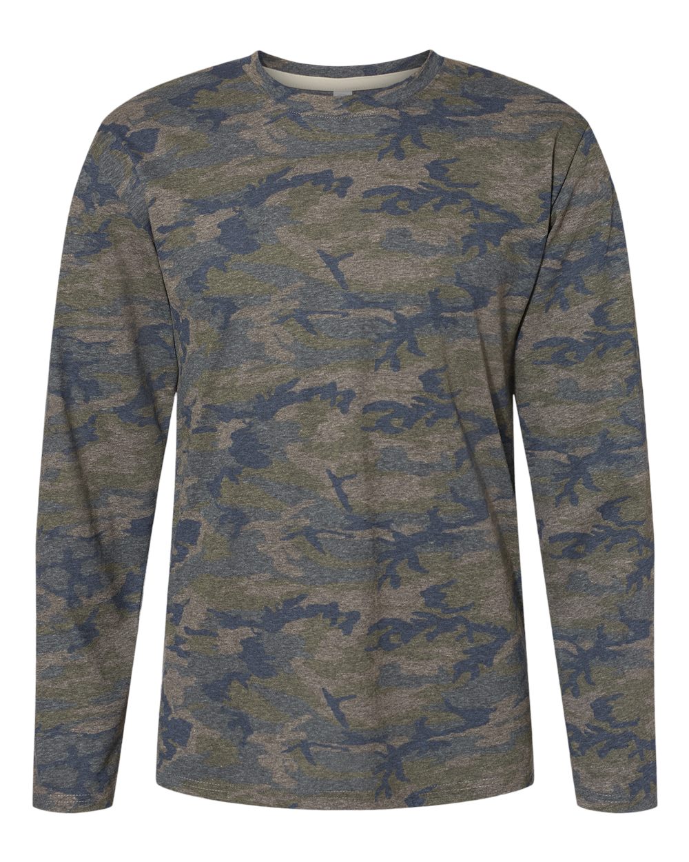 Men's Fine Jersey Long Sleeve Tee - Front - B96338993 - Vintage Camo