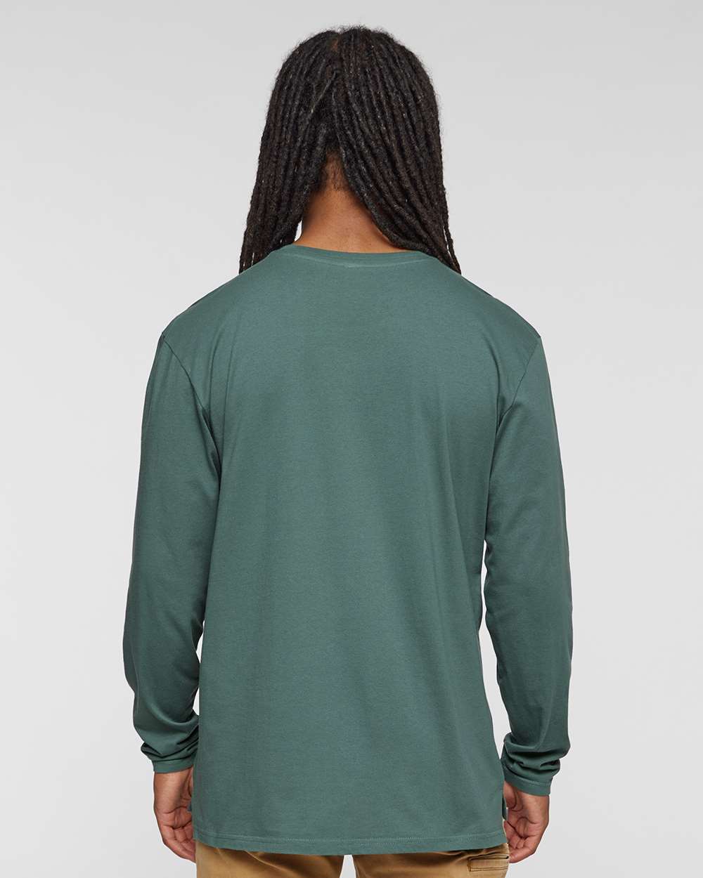 Men's Fine Jersey Long Sleeve Tee - OnModelBack - B96338163 - Basil