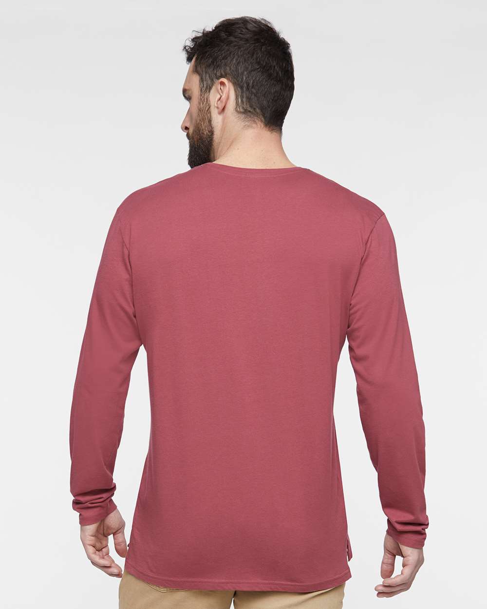 Men's Fine Jersey Long Sleeve Tee - OnModelBack - B96338543 - Rouge