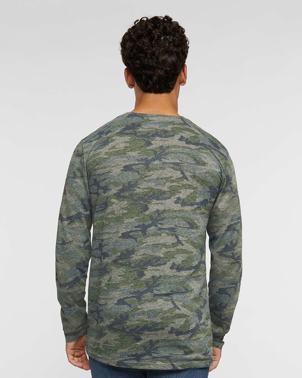 Men's Fine Jersey Long Sleeve Tee - OnModelBack - B96338993 - Vintage Camo