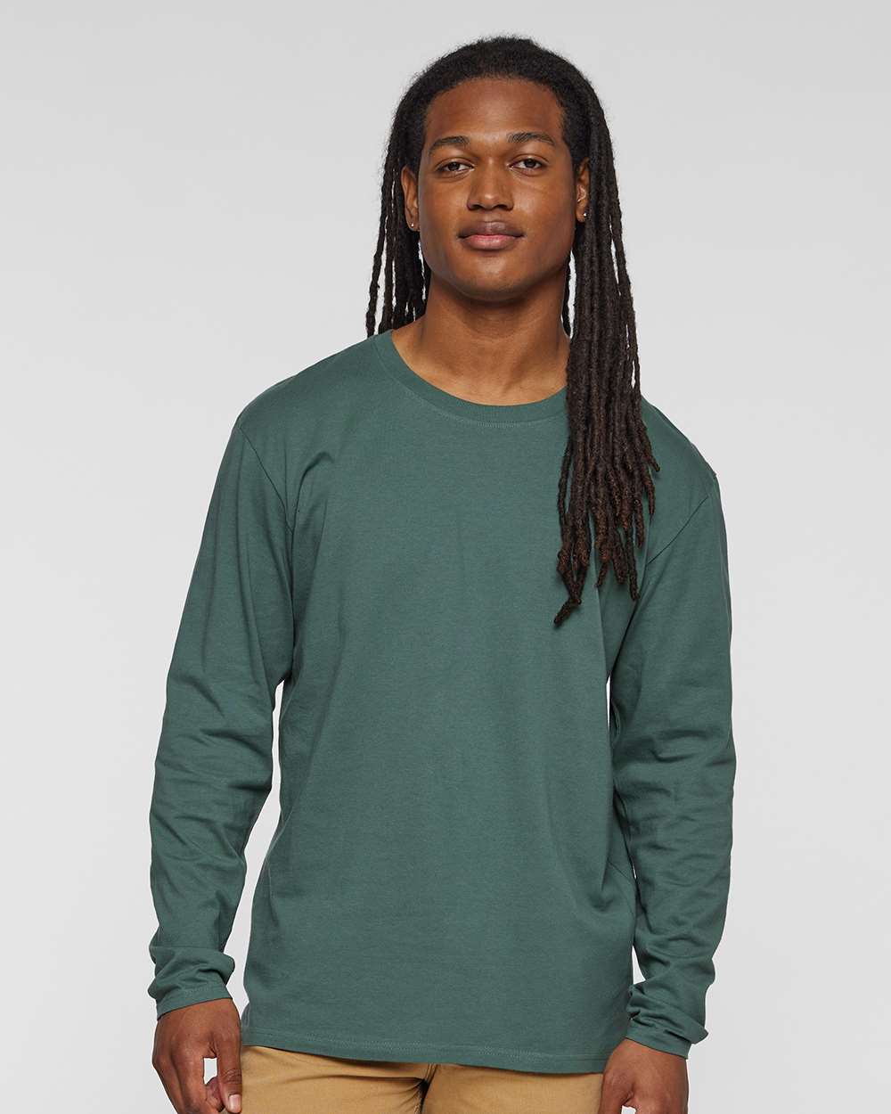 Men's Fine Jersey Long Sleeve Tee - OnModelFront - B96338163 - Basil