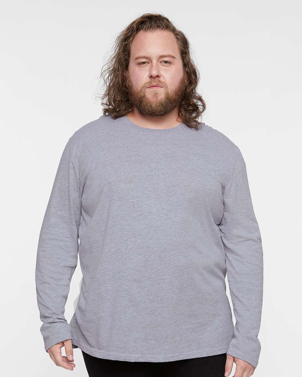 Men's Fine Jersey Long Sleeve Tee - OnModelFront - B96338353 - Heather