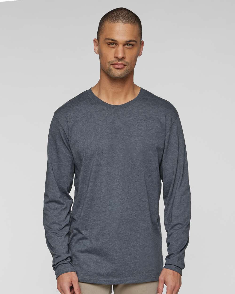 Men's Fine Jersey Long Sleeve Tee - OnModelFront - B96338643 - Vintage Denim