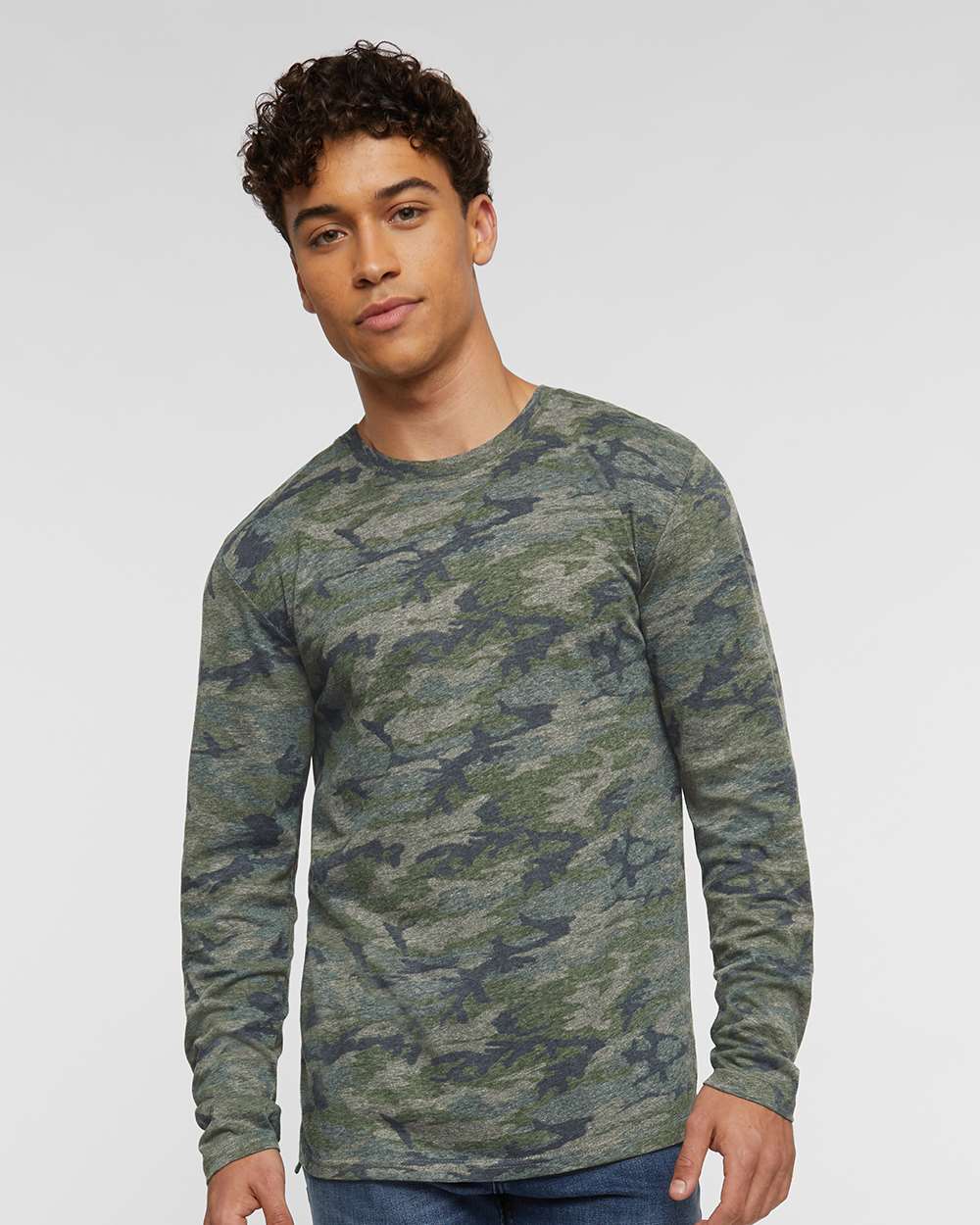 Men's Fine Jersey Long Sleeve Tee - OnModelFront - B96338993 - Vintage Camo