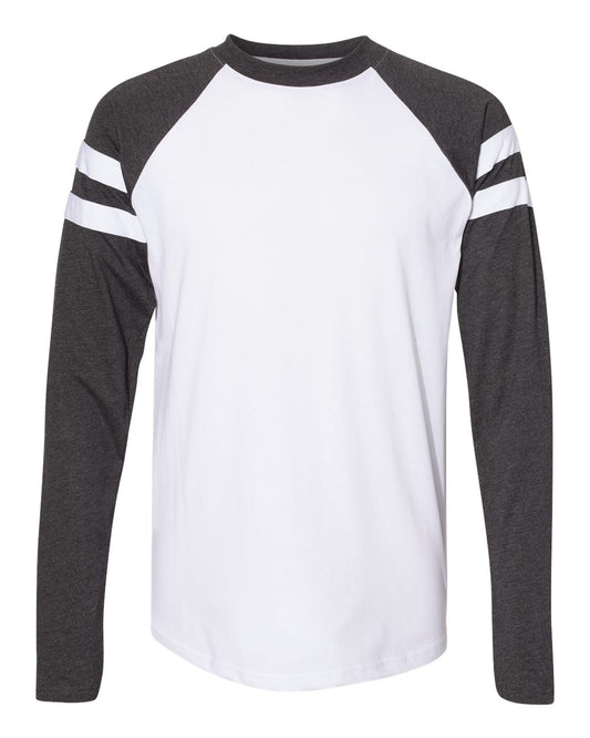 Unisex Fine Jersey Mash Up Long Sleeve Tee - Front - B96538002 - Blended White/ Vintage Smoke