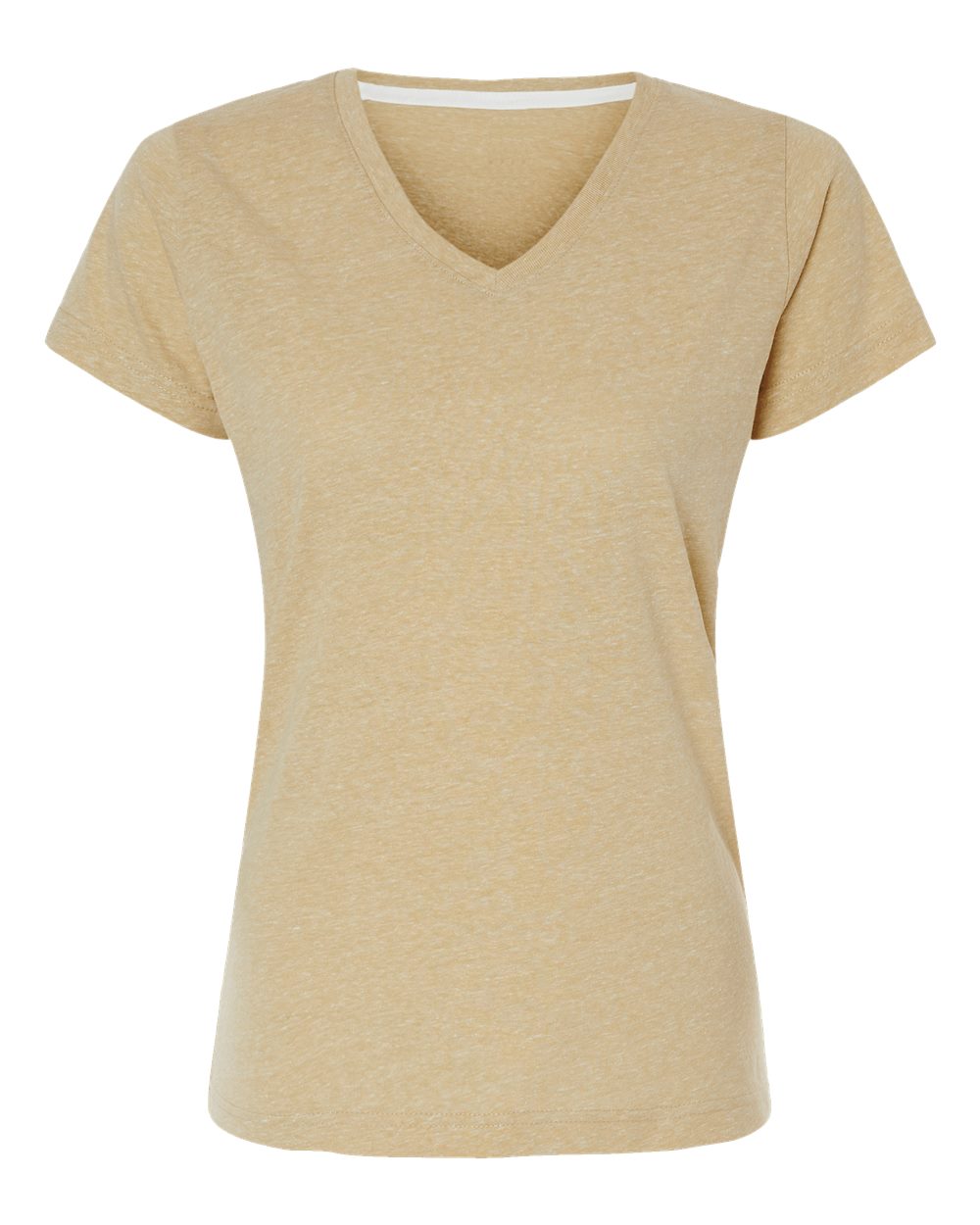 Women's Harborside Mélange V-Neck Tee - Front - B01838243 - Stone Melange