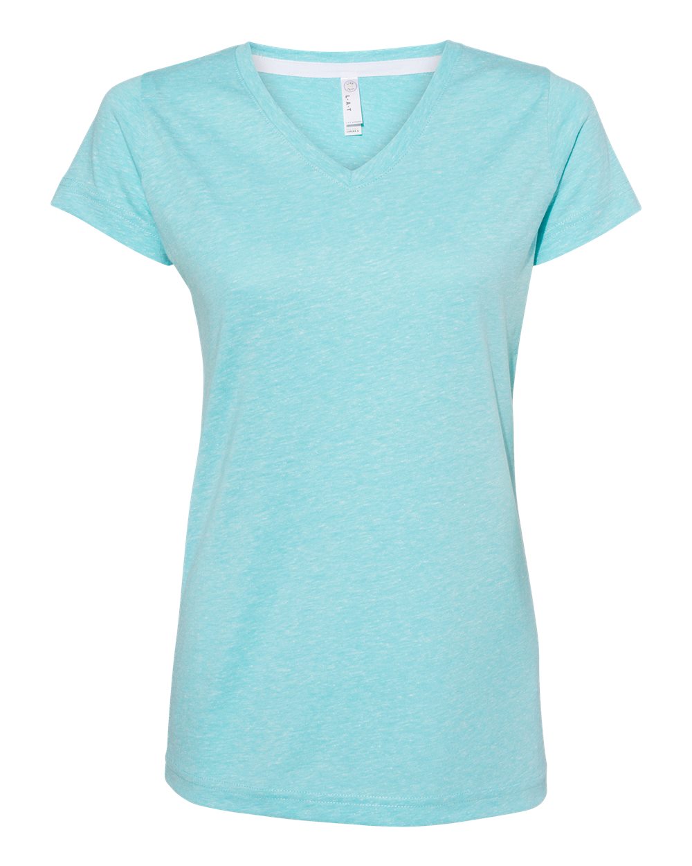 Women's Harborside Mélange V-Neck Tee - Front - B01838253 - Caribbean Melange