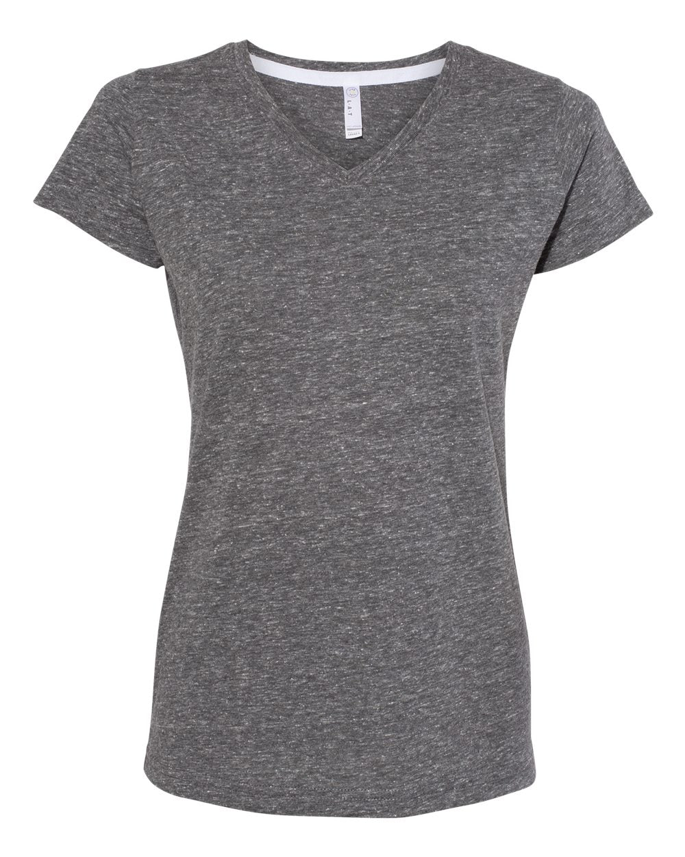 Women's Harborside Mélange V-Neck Tee - Front - B01838503 - Smoke Melange