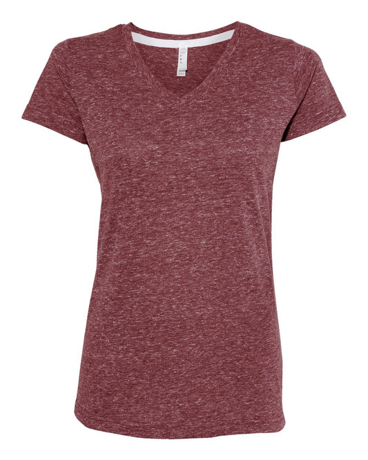 Women's Harborside Mélange V-Neck Tee - Front - B01838533 - Burgundy Melange
