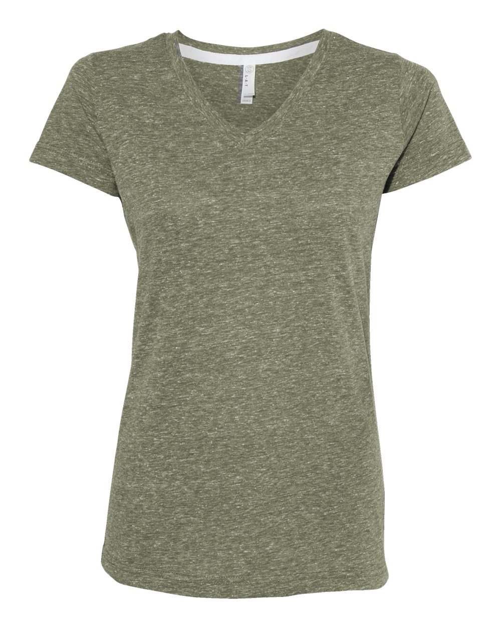 Women's Harborside Mélange V-Neck Tee - Front - B01838543 - Military Green Melange