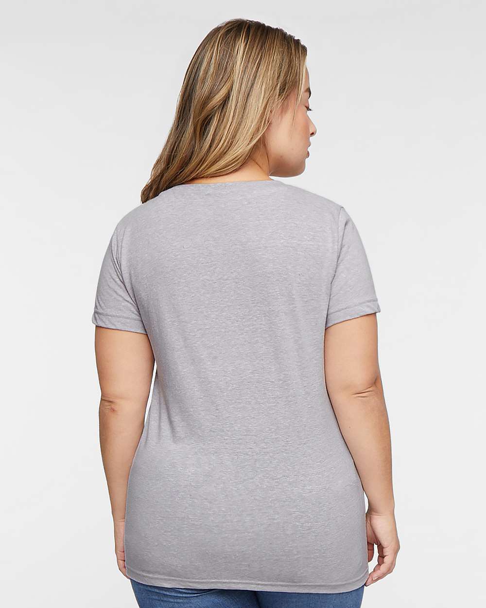 Women's Harborside Mélange V-Neck Tee - OnModelBack - B01838093 - Grey Melange