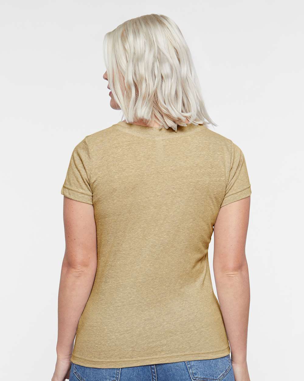 Women's Harborside Mélange V-Neck Tee - OnModelBack - B01838243 - Stone Melange