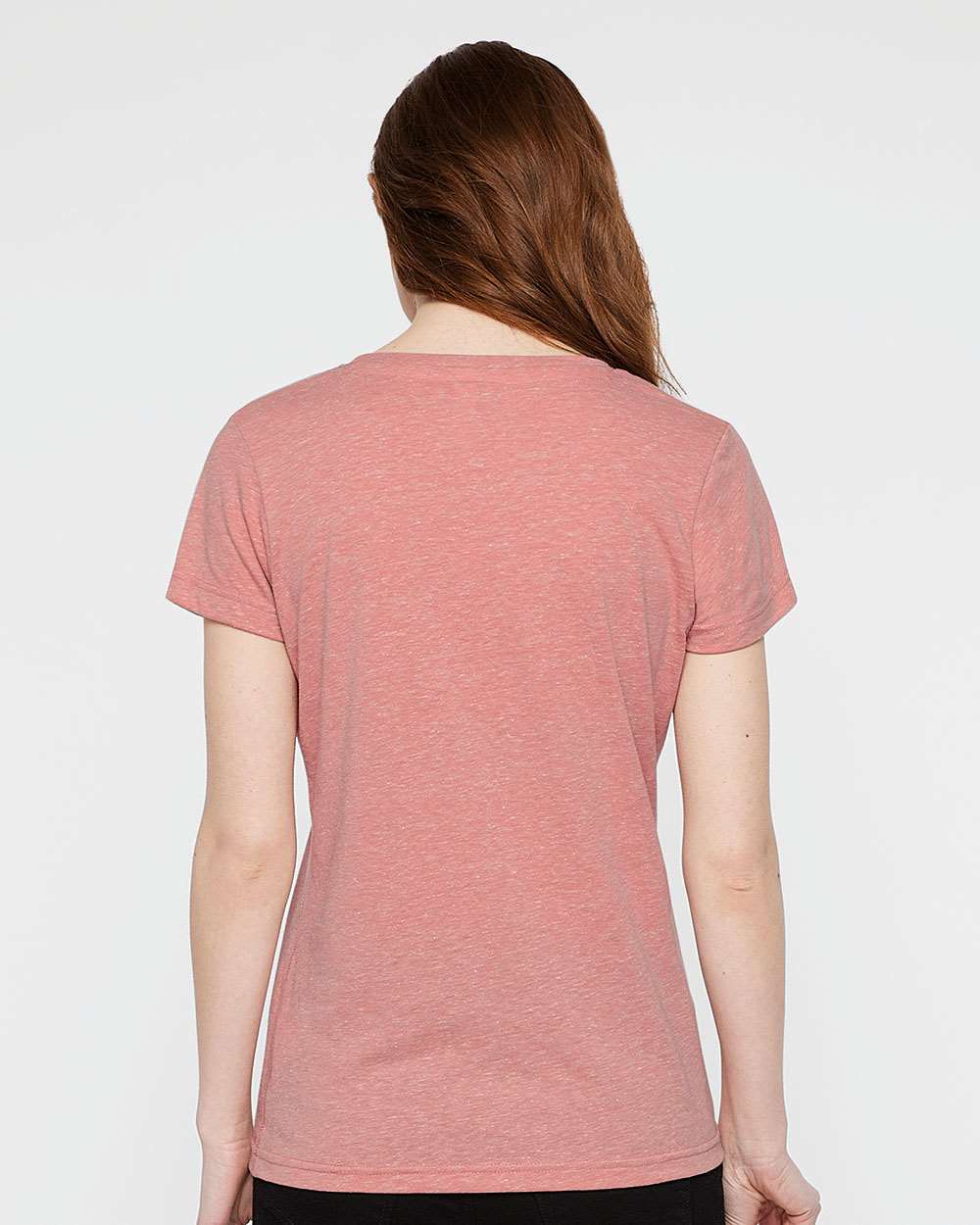 Women's Harborside Mélange V-Neck Tee - OnModelBack - B01838303 - Mauvelous Melange