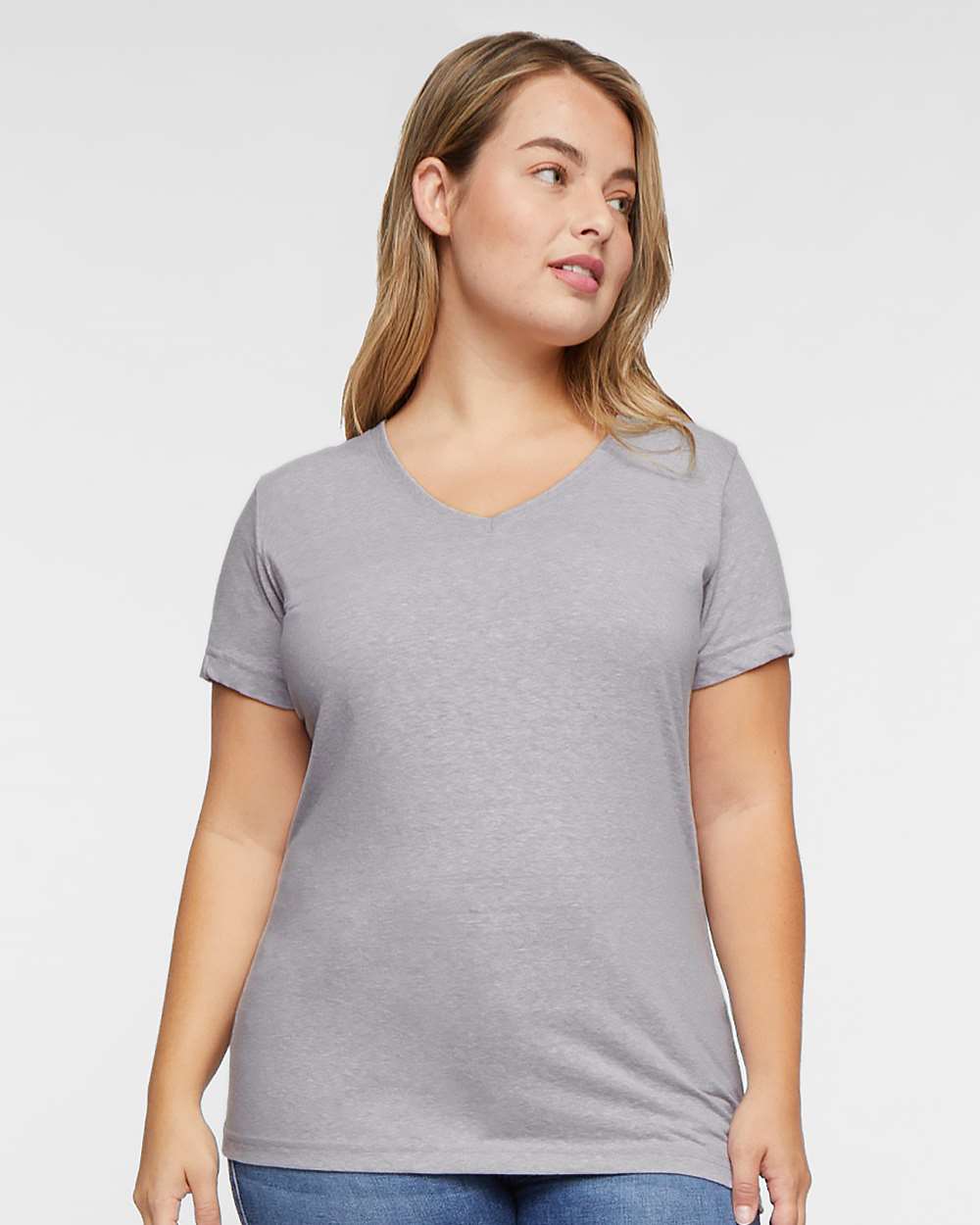 Women's Harborside Mélange V-Neck Tee - OnModelFront - B01838093 - Grey Melange