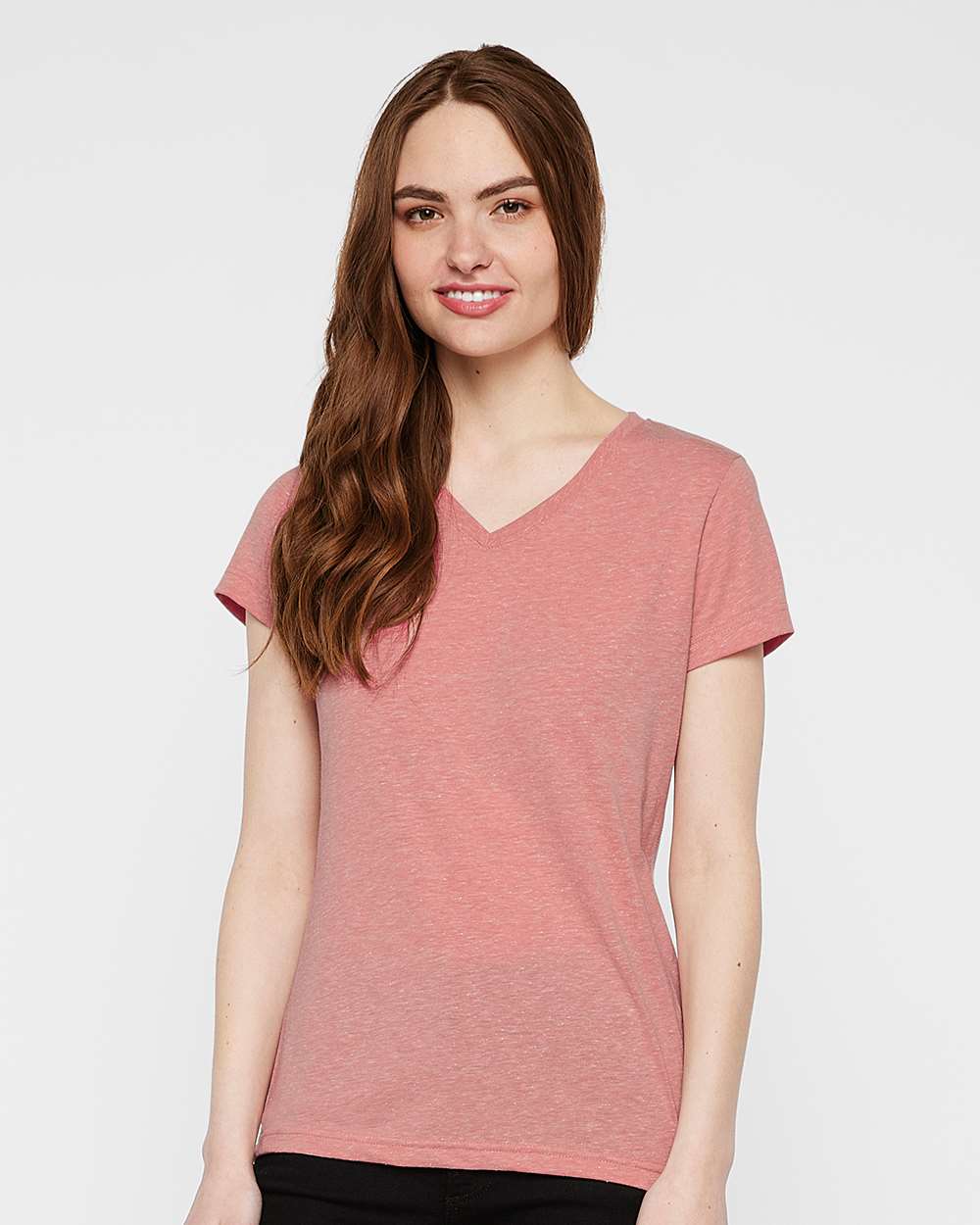 Women's Harborside Mélange V-Neck Tee - OnModelFront - B01838303 - Mauvelous Melange