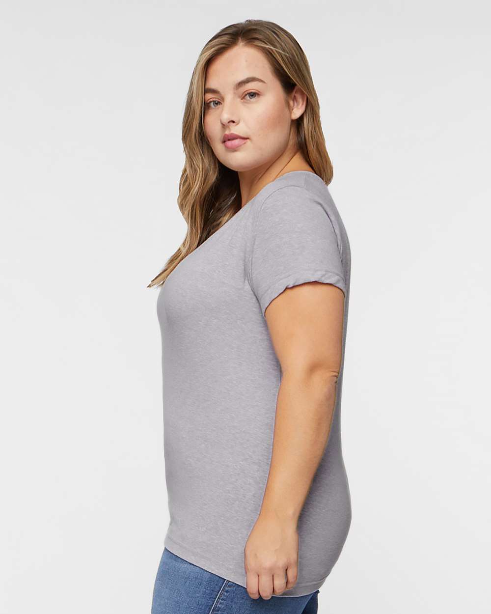 Women's Harborside Mélange V-Neck Tee - OnModelSide - B01838093 - Grey Melange