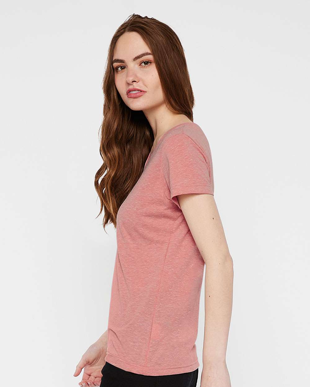 Women's Harborside Mélange V-Neck Tee - OnModelSide - B01838303 - Mauvelous Melange