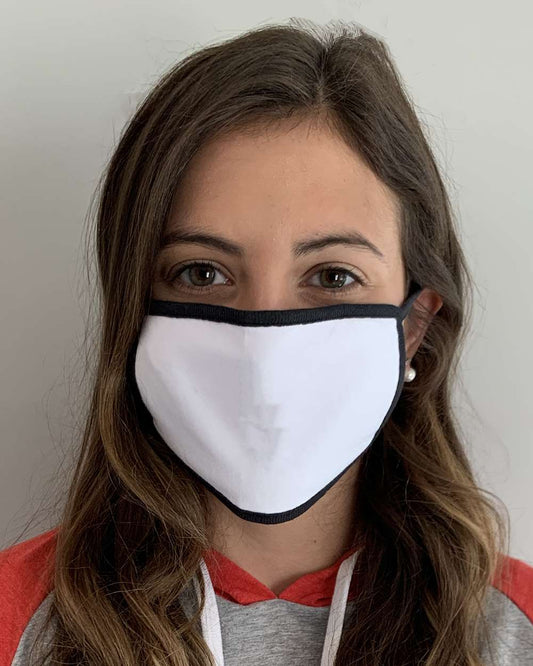 100% Cotton 2-Ply Face Mask - Front - B04038501 - White/ Black