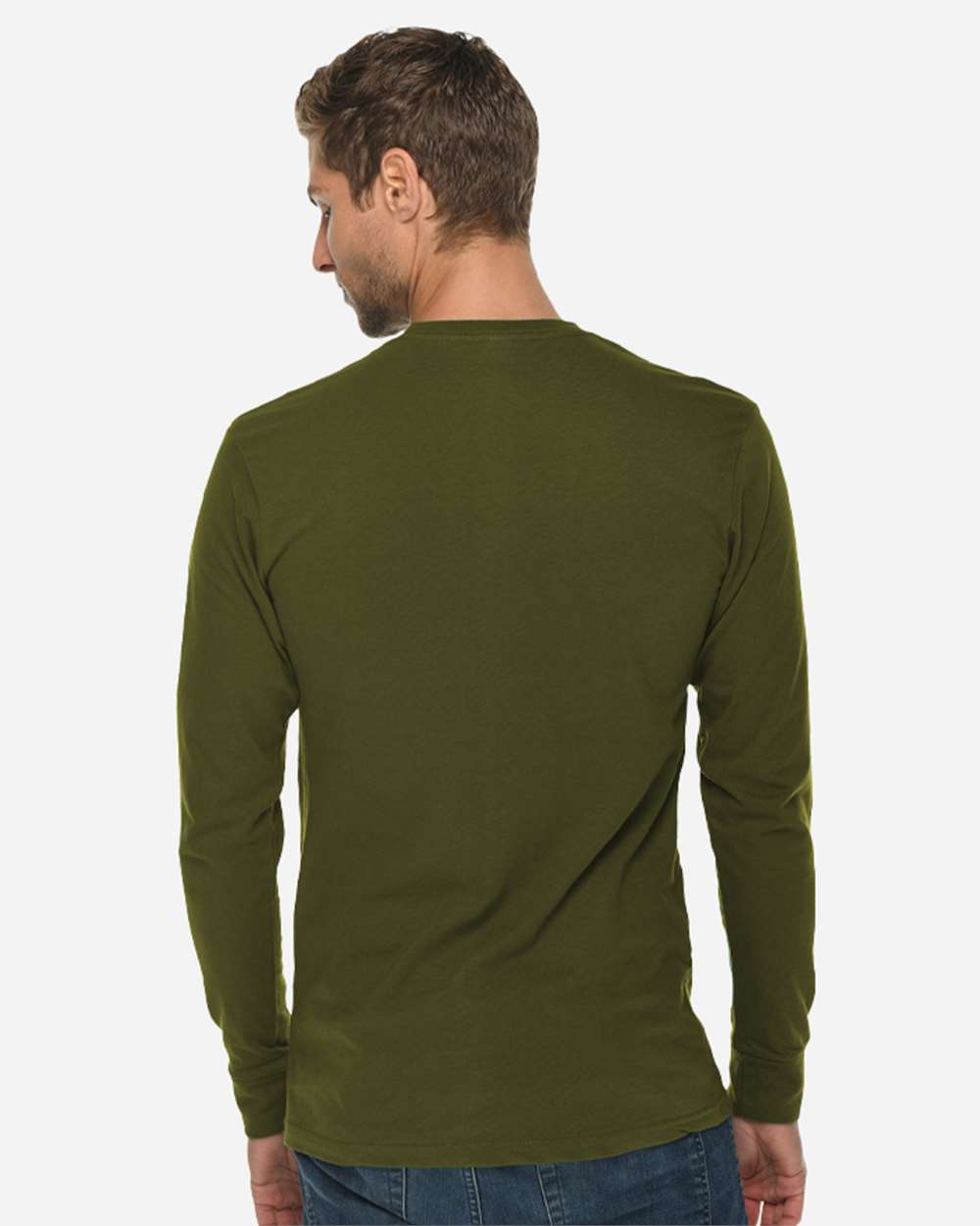 Heavyweight Long Sleeve T-Shirt - OnModelBack - B493C9542 - Army Green