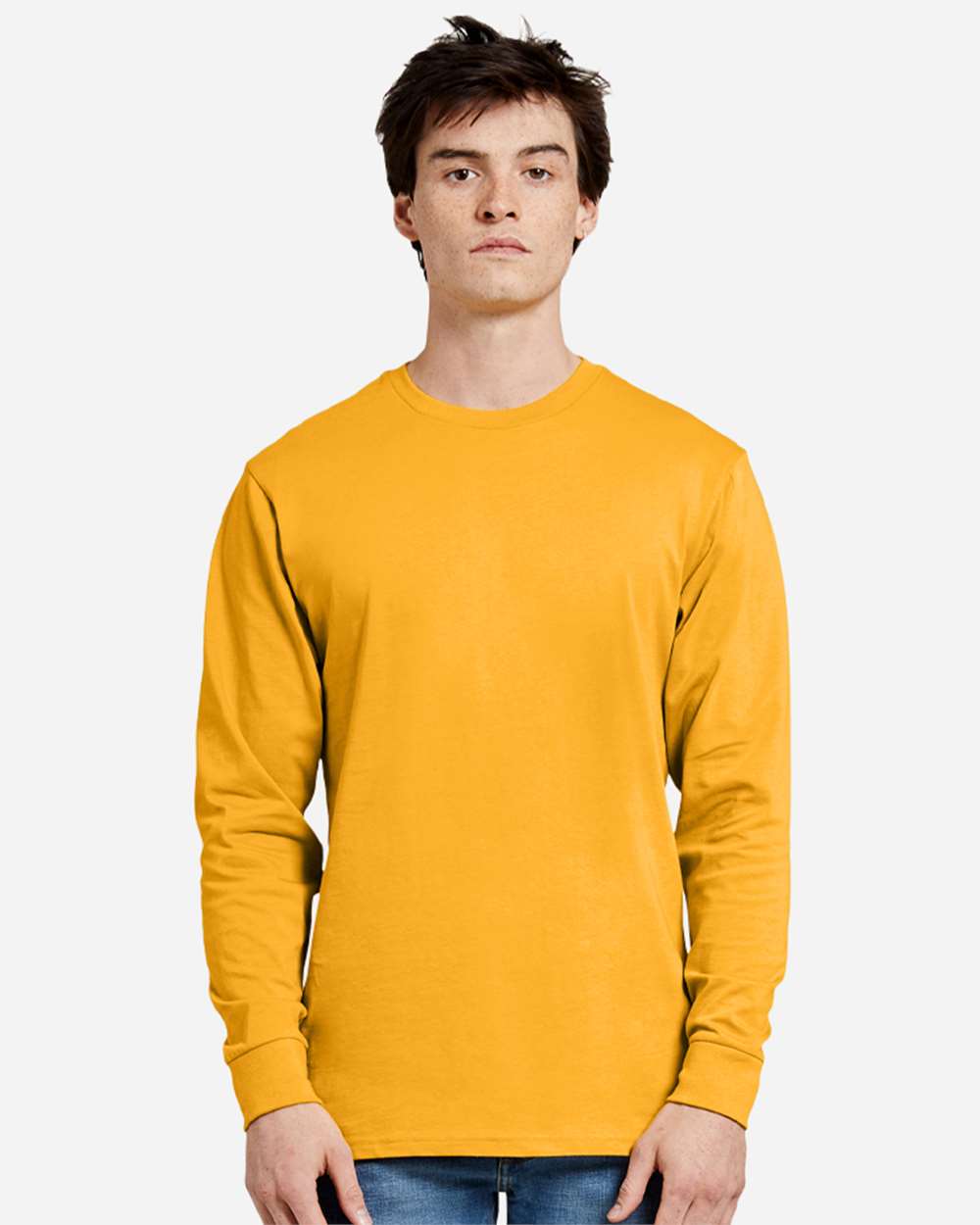 Heavyweight Long Sleeve T-Shirt - OnModelFront - B493C9122 - Mustard