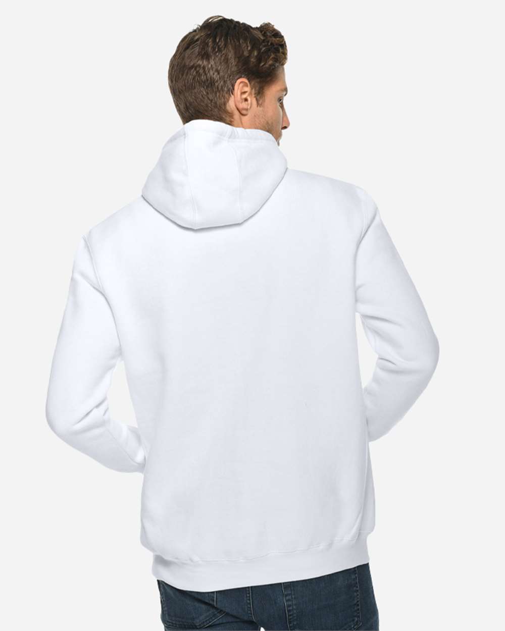 Unisex Heavyweight Pullover Hooded Sweatshirt - OnModelBack - B500C9002 - White