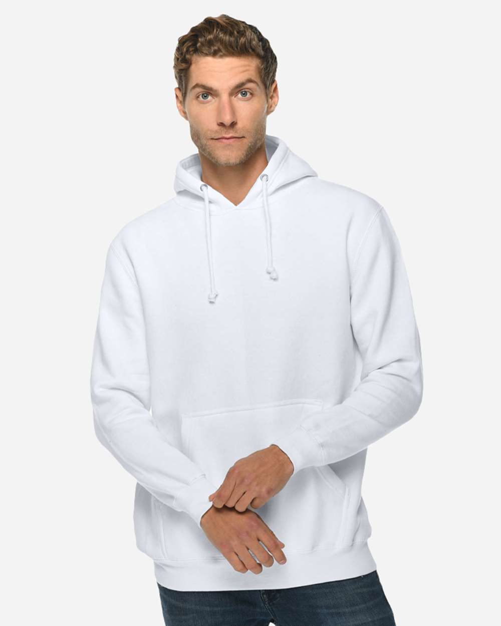 Unisex Heavyweight Pullover Hooded Sweatshirt - OnModelFront - B500C9002 - White