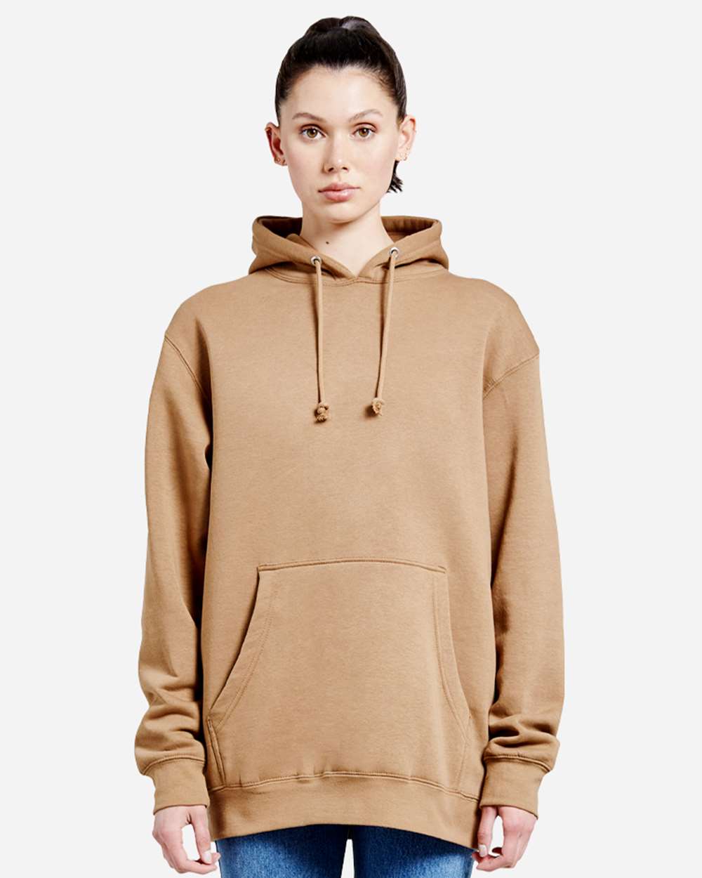 Unisex Heavyweight Pullover Hooded Sweatshirt - OnModelFront - B500C9052 - Toasted Coconut