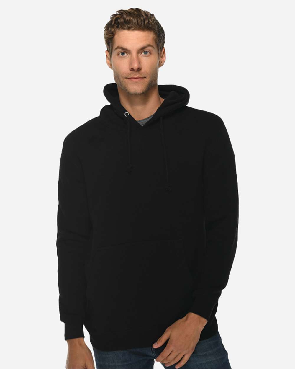 Unisex Heavyweight Pullover Hooded Sweatshirt - OnModelFront - B500C9502 - Black