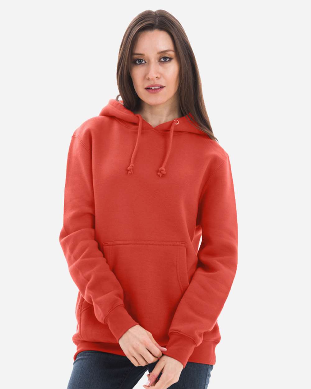 Unisex Heavyweight Pullover Hooded Sweatshirt - OnModelFront - B500C9662 - Paprika