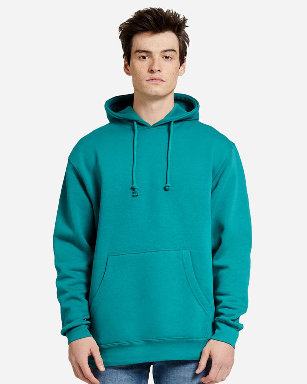 Unisex Heavyweight Pullover Hooded Sweatshirt - OnModelFront - B500C9722 - Teal