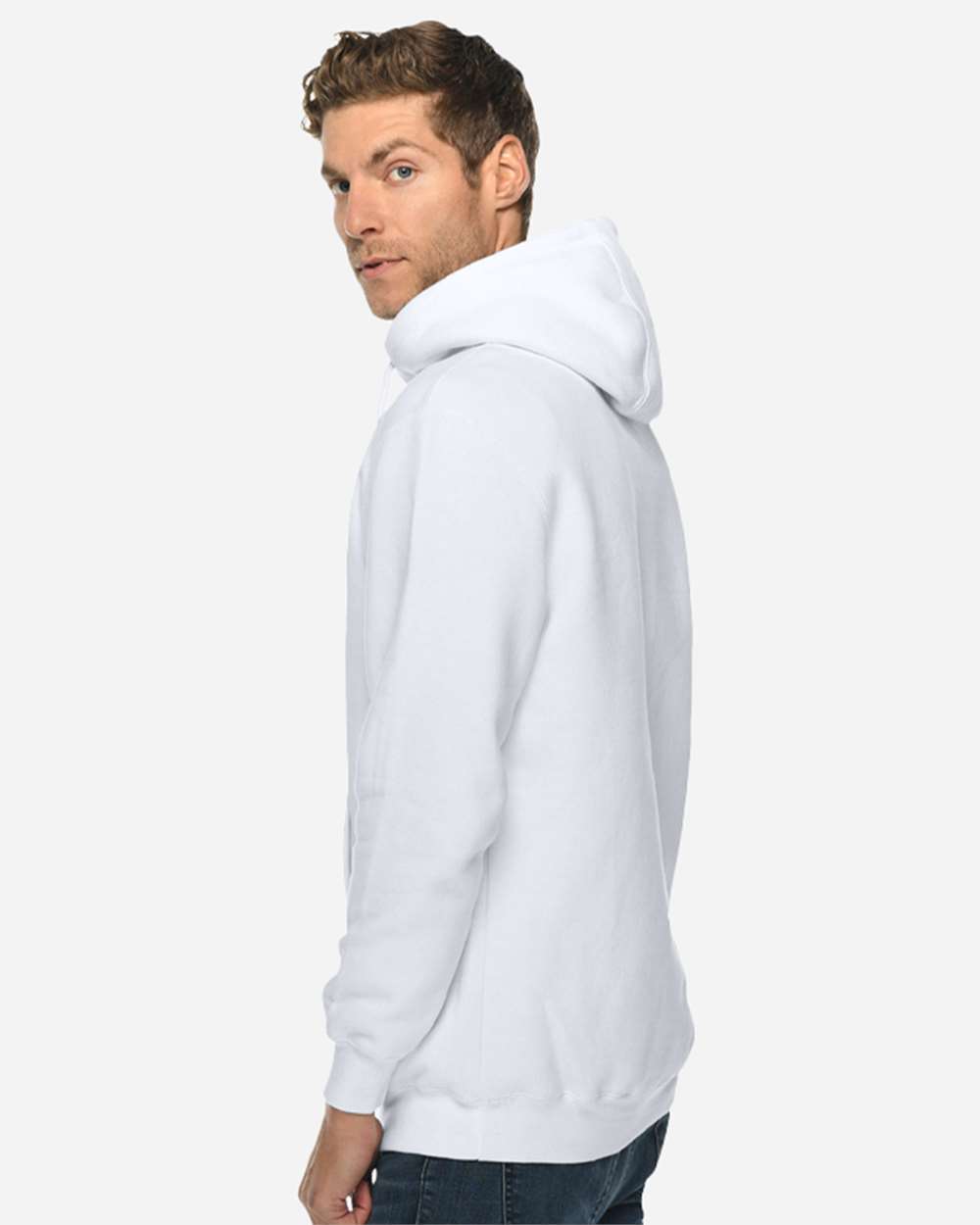 Unisex Heavyweight Pullover Hooded Sweatshirt - OnModelSide - B500C9002 - White
