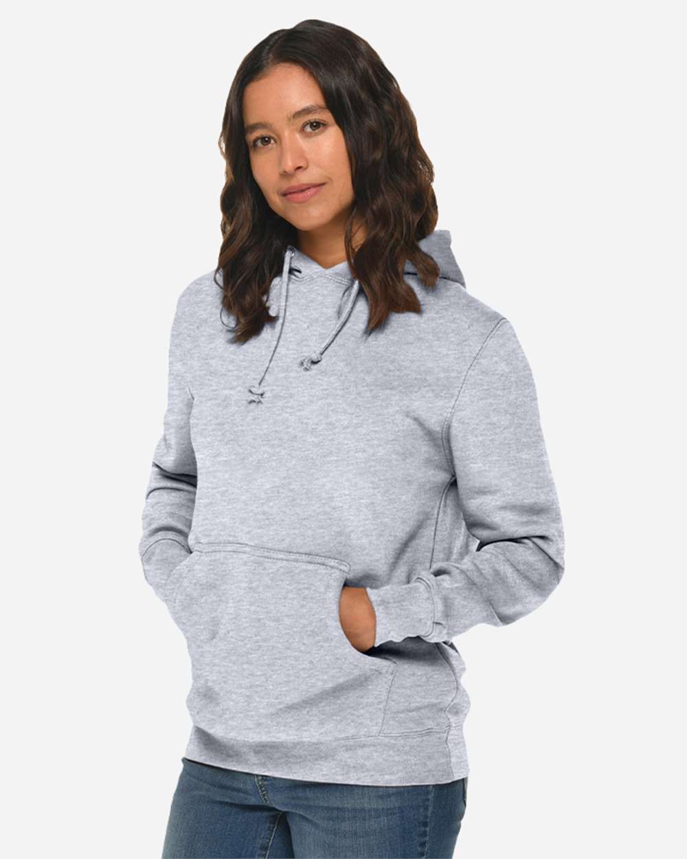 Unisex Heavyweight Pullover Hooded Sweatshirt - OnModelSide - B500C9092 - Heather Grey
